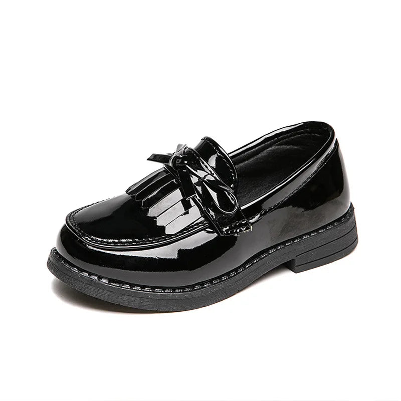 Athena Girls Leather Casual Shoes - Slip-on Loafers with Tassels