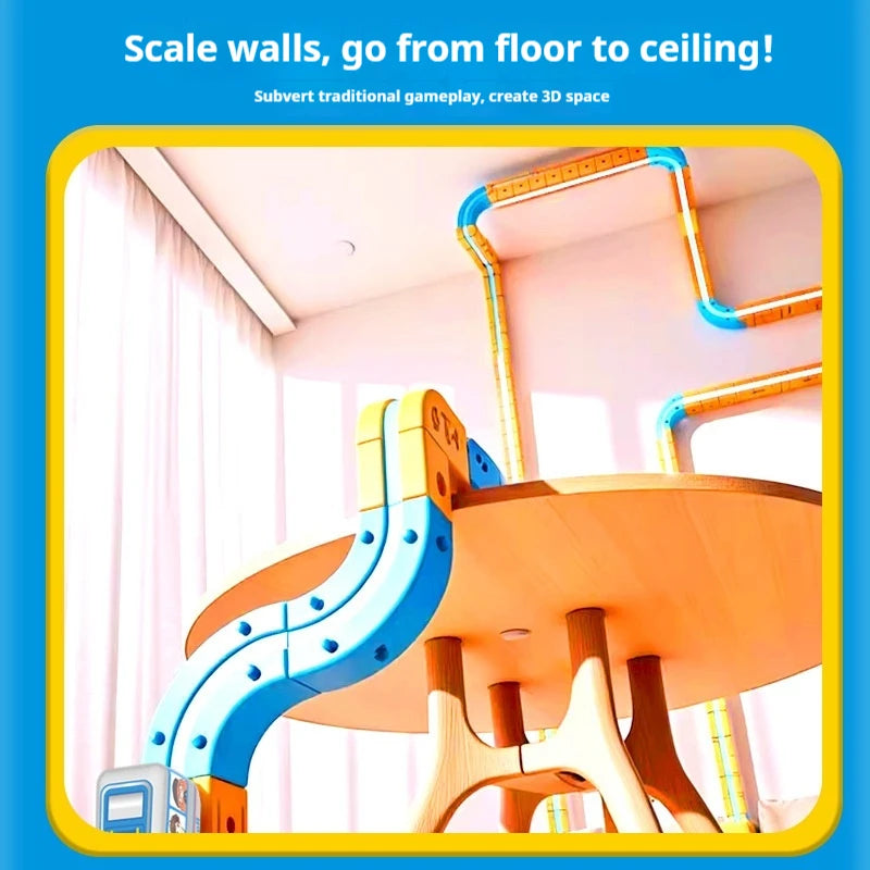 Children'S Puzzle Electric Magnetic Track Set With Anti-Gravity Vehicles