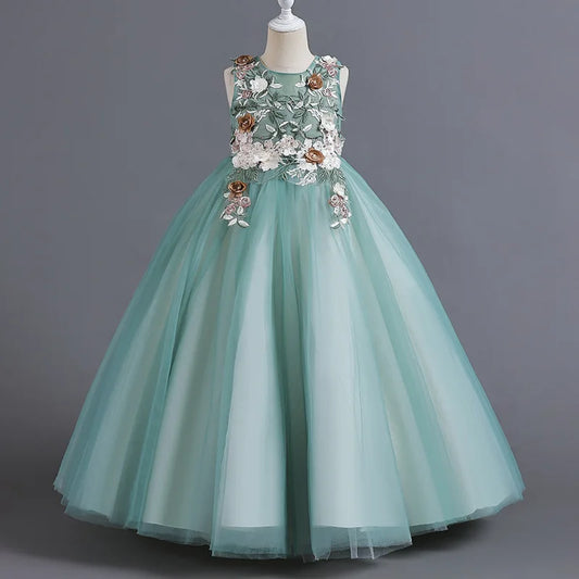 Children's Girls Dresses For Eid Luxury Party Princess Dress 4-12 Years Old Long Dress