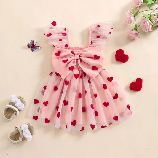 Ivy Tulle Baby Dresses - Princess Infant Girl Heart Bow Dress