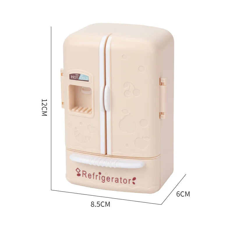 Cute Simulation Microfilm Furniture Double Door Refrigerator 1:12 Dollhouse Kitchen Model Decorations For Girl Birthday Gifts