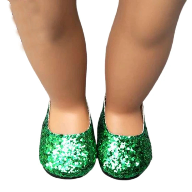 Baby Doll Shoes for 43cm Born Baby Doll Single Shoes Fits for 18" Girl Doll Sequin Shoes Accessories