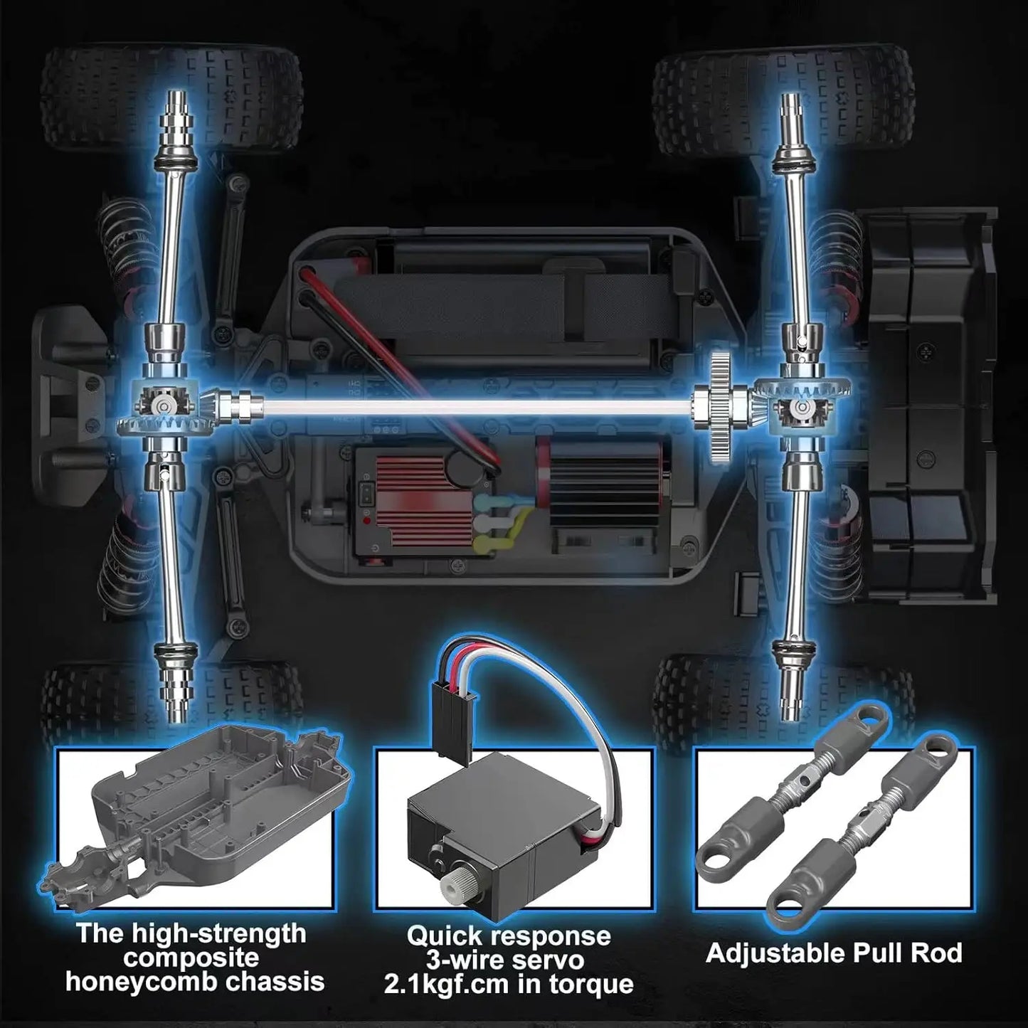 H16PL 1/16 RTR Fast Brushless RC Buggy for Adults, Max 38 mph RC Truck, 4WD High Speed Racing Car with 2S 2000 mAh