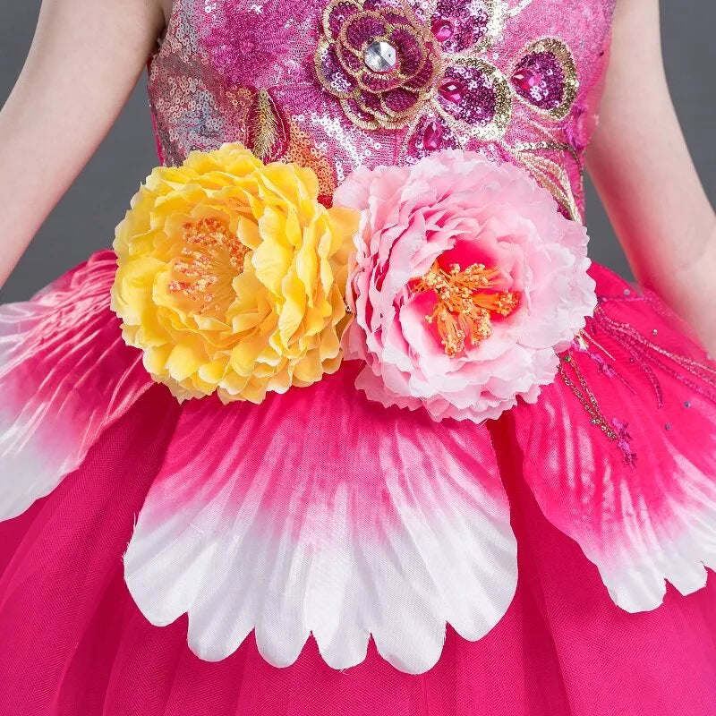 Multicolored Dance Dress Girls Modern Dance Costume Girls Contemporary Freestyle Dance Dress Girls Vestidos De Fiesta