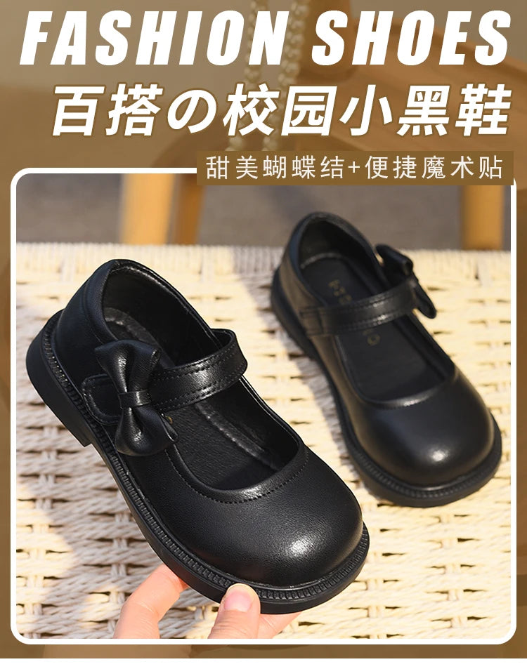 Girls' Shoes, Genuine Leather, Children's Princess Shoes, 2026 Spring and Autumn New Black Performance Shoes, Little Girls' Blac
