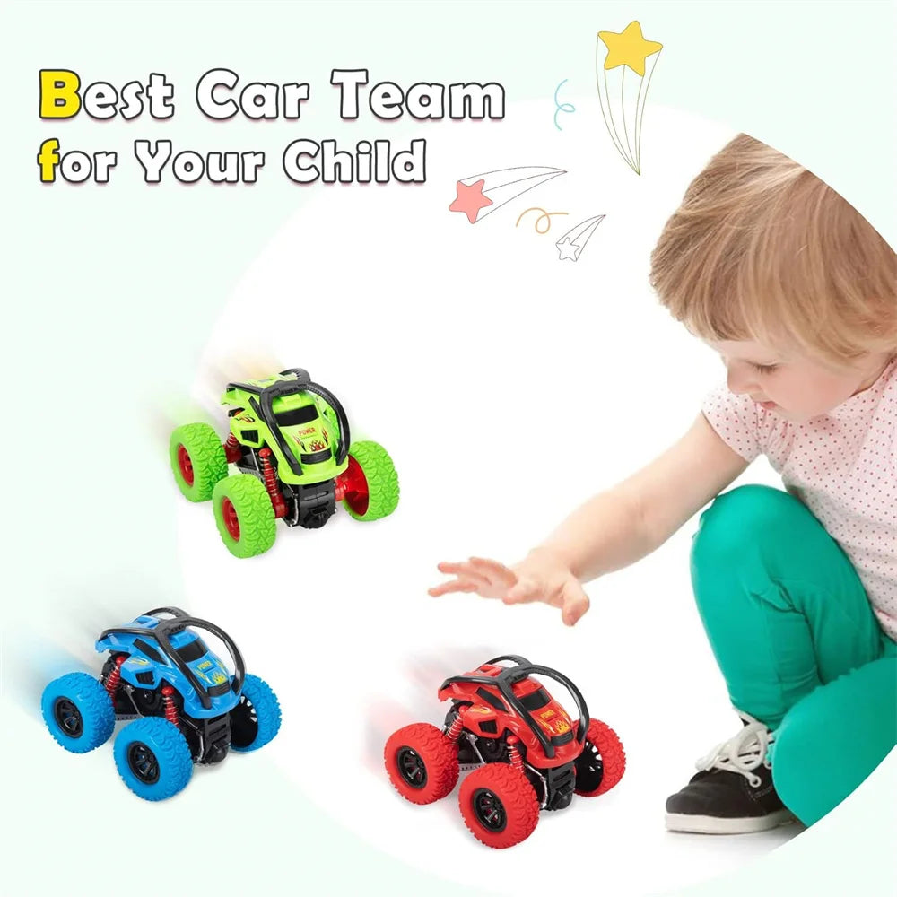 Monster Trucks Toys for Boys - Toddler Push & Go Stunt Cars with Flip Action, Race Car Set for Kids