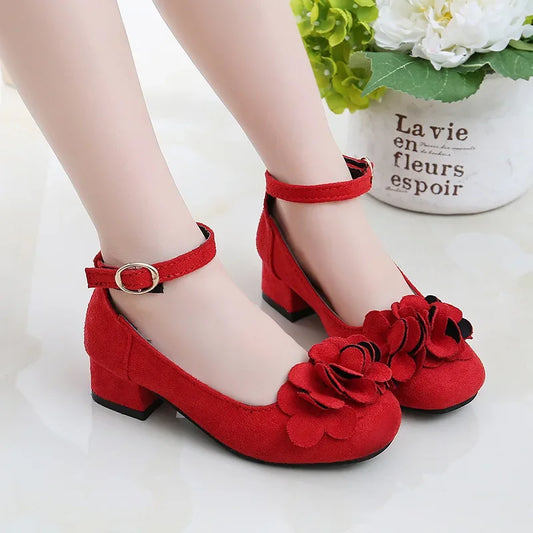 Girls Party Shoes High Heeled Fashion Princess with Flowers