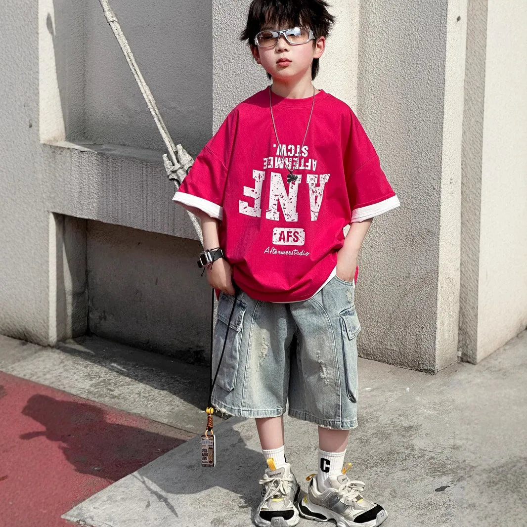 Charlie Short Sleeved Cotton Loose Tees - GuGuTon baby store - Baby Fashion - Toddlers Outfits - Babies Outfits - Toddler Clothes - Kids Clothing - Newborn Clothes - Newborn Wear - Kids Wear - Trending Clothes - Trending Outfits - Fall Fashion - Winter Fashion - Girls Clothes - Boys Clothes - Babies Wear - Kids Accessories - KidsWear - Summer Clothes - Summer Fashion - Summer Trend - Falls Sweaters - Tops - Bottom - Jeans - Blouse - Dresses - Newborn Dresses - Toys