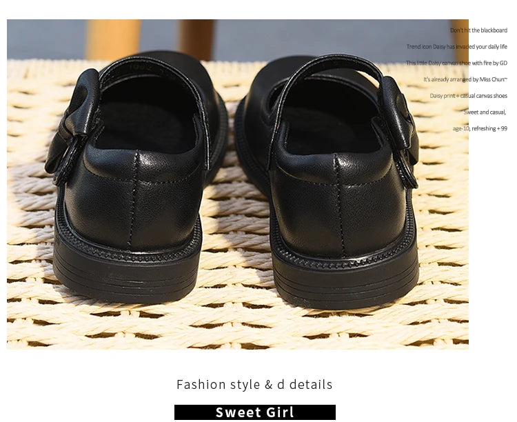 Girls' Shoes, Genuine Leather, Children's Princess Shoes, 2026 Spring and Autumn New Black Performance Shoes, Little Girls' Blac