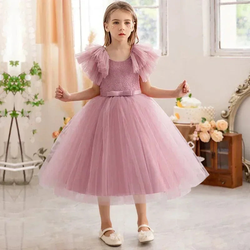 Baby Girls Bridesmaid Dress New Ruffles Lace Pageant Gown Girl Dress