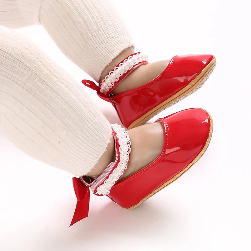 Baby girl princess shoes birthday shoes 0-18 months baby walking shoes soft soled bow shoes