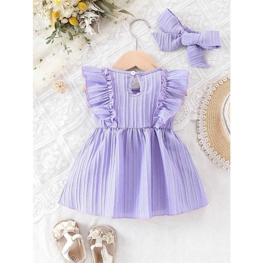 Ava Baby Girl Summer Dress for Toddlers with Headbow