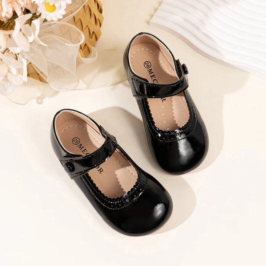 Girls' Leather Shoes 2025 Spring/Autumn New Simple Solid Color Kid's Princess Shoes