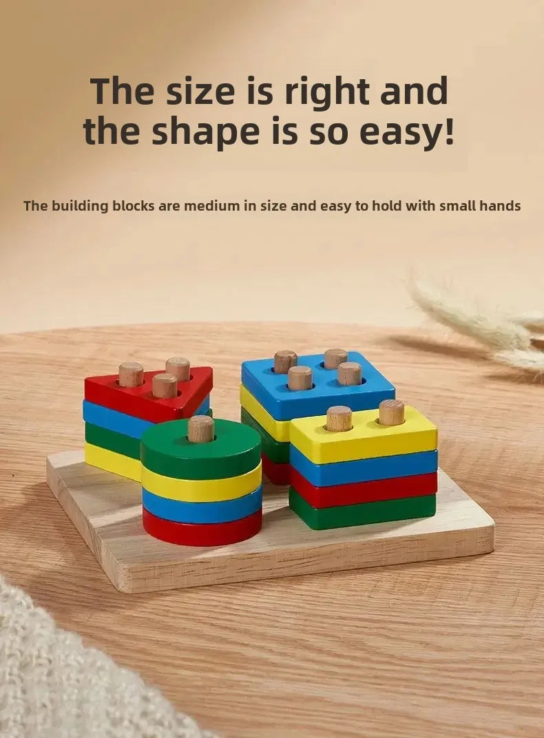 Montessori Wooden Sorting Stacking Toys for Toddlers