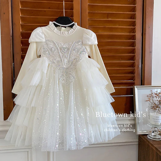 Girls' Winter Dress Light Luxury High End Birthday Banquet Performance Princess Dress