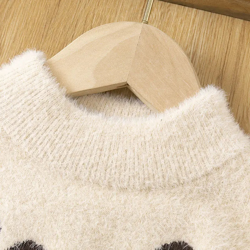 Mario Deer Jacquard Warm Kids Girls Sweaters