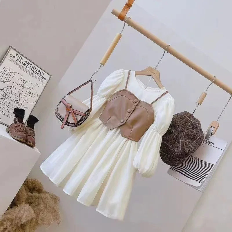 Rhea Girls Autumn Dresses - Vest and Long Sleeve Set
