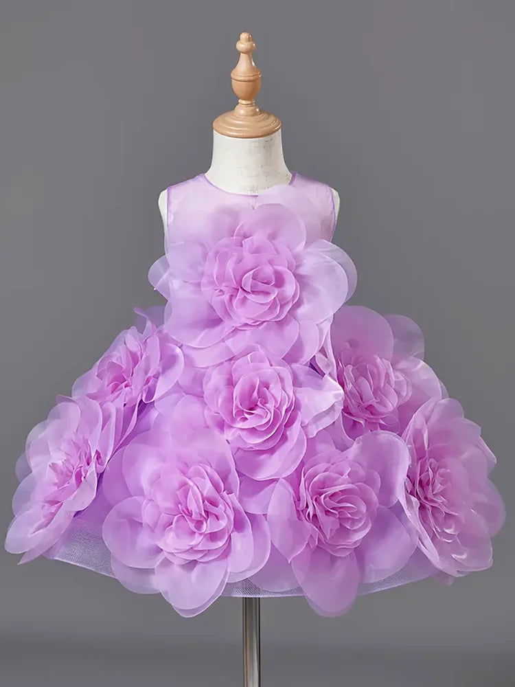 Girls Princess Dress Luxury Elegant Lilac Sleeveless Party Evening Dresses