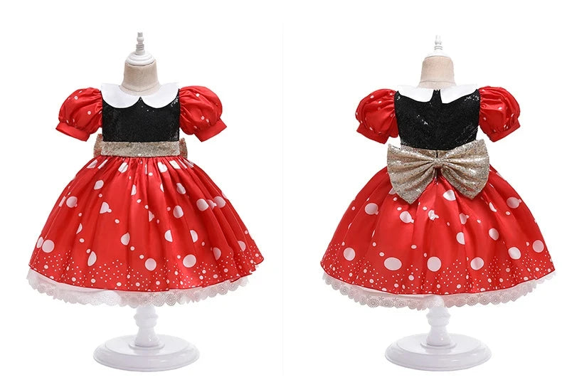 Girl Dress Cartoon Clothes Summer Costume Cosplay Princess Fancy Bow girl dress