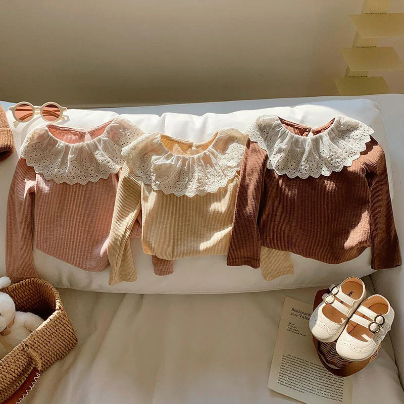 Korean Kids Ruffled Edge Knitwear Tops