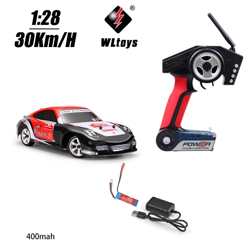 Wltoys 284010 30Km/H Mosquito RC Car 2.4GHz Off-Road RTR Rally Drift Car 4WD 1/28 V2/LCD/V8 Remote Control High Speed Racing