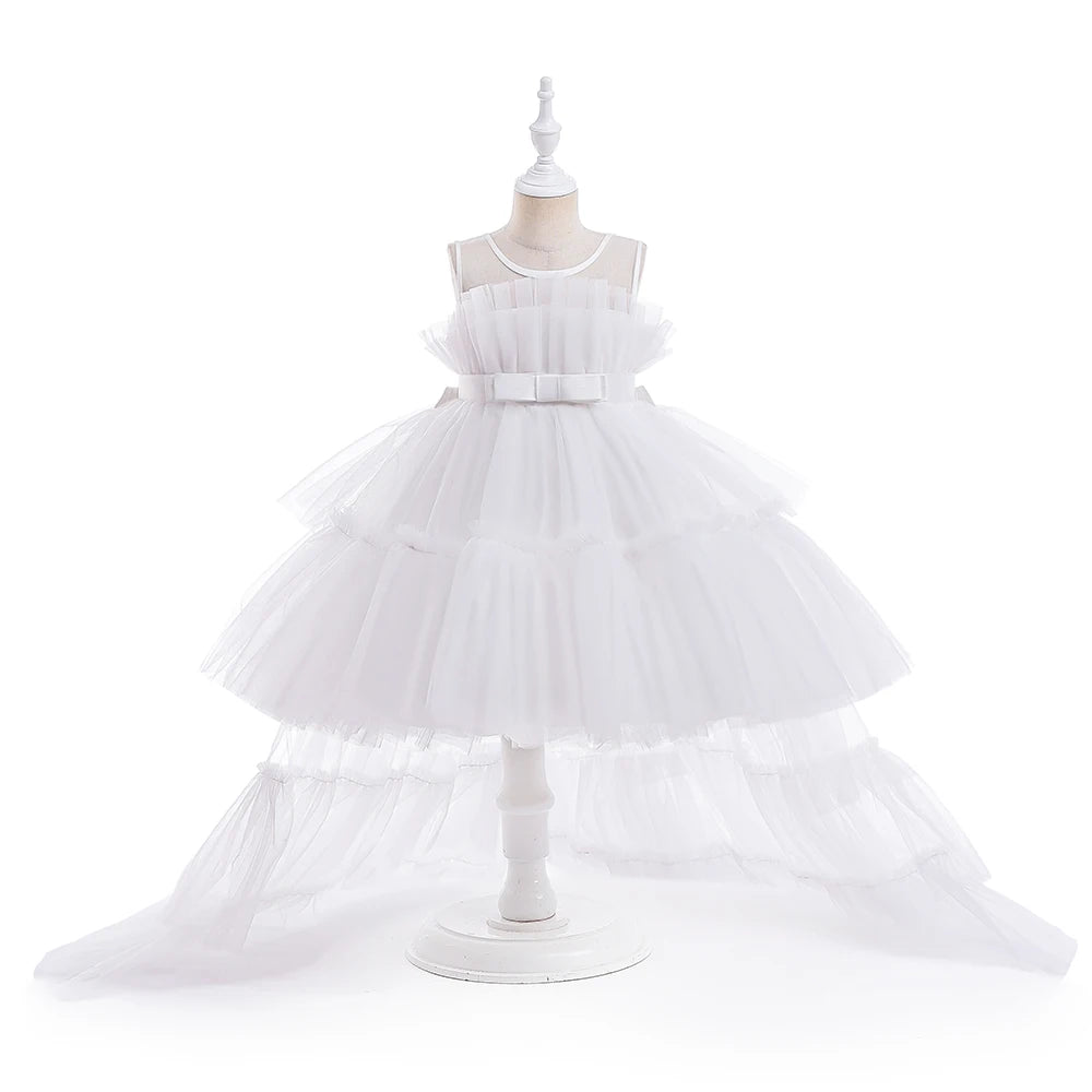 Summer Baptism Bridesmaids Party Baby Girls Dresses Tulle Trailing Wedding Birthday Princess Dress