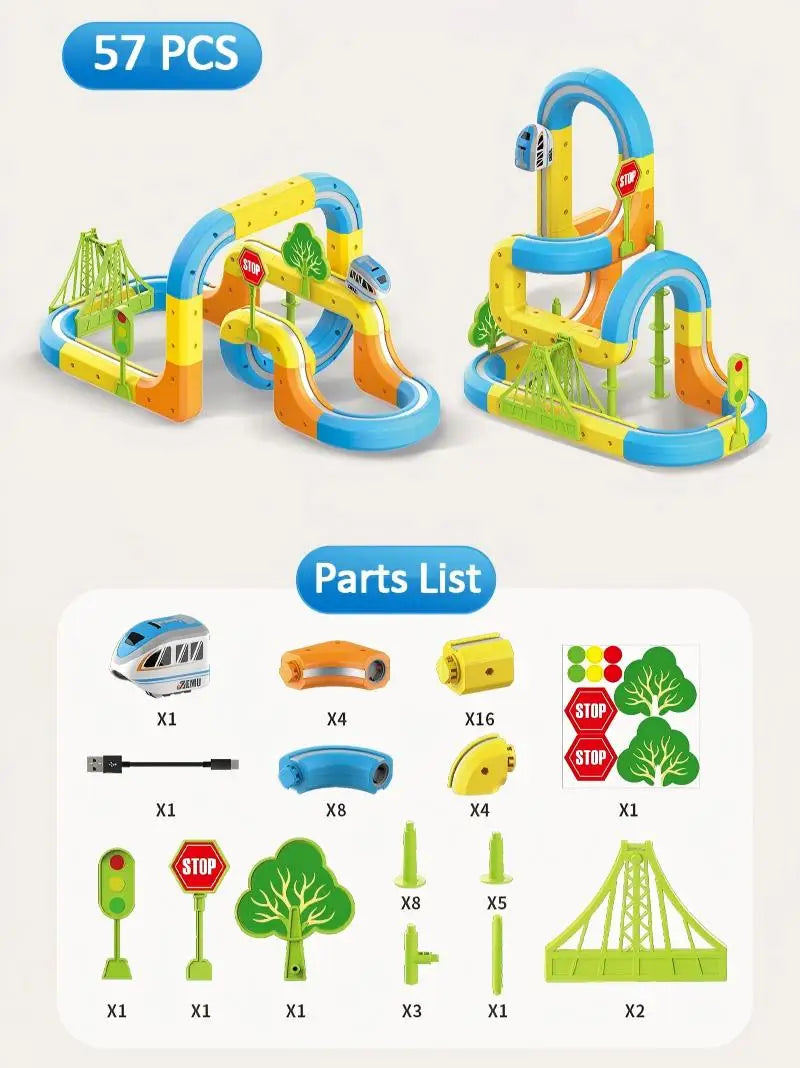 Electric Magnetic DIY Track Car, Parent-Child Interaction, Multiple Play Styles