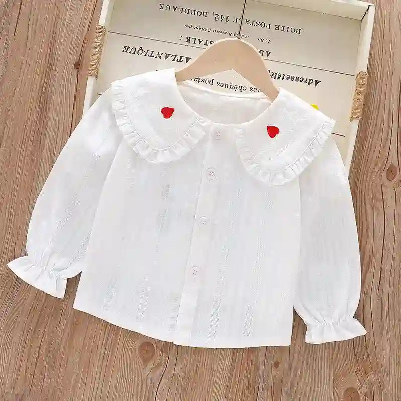 Sailyn Long-Sleeved Cotton Lapel Lace Top