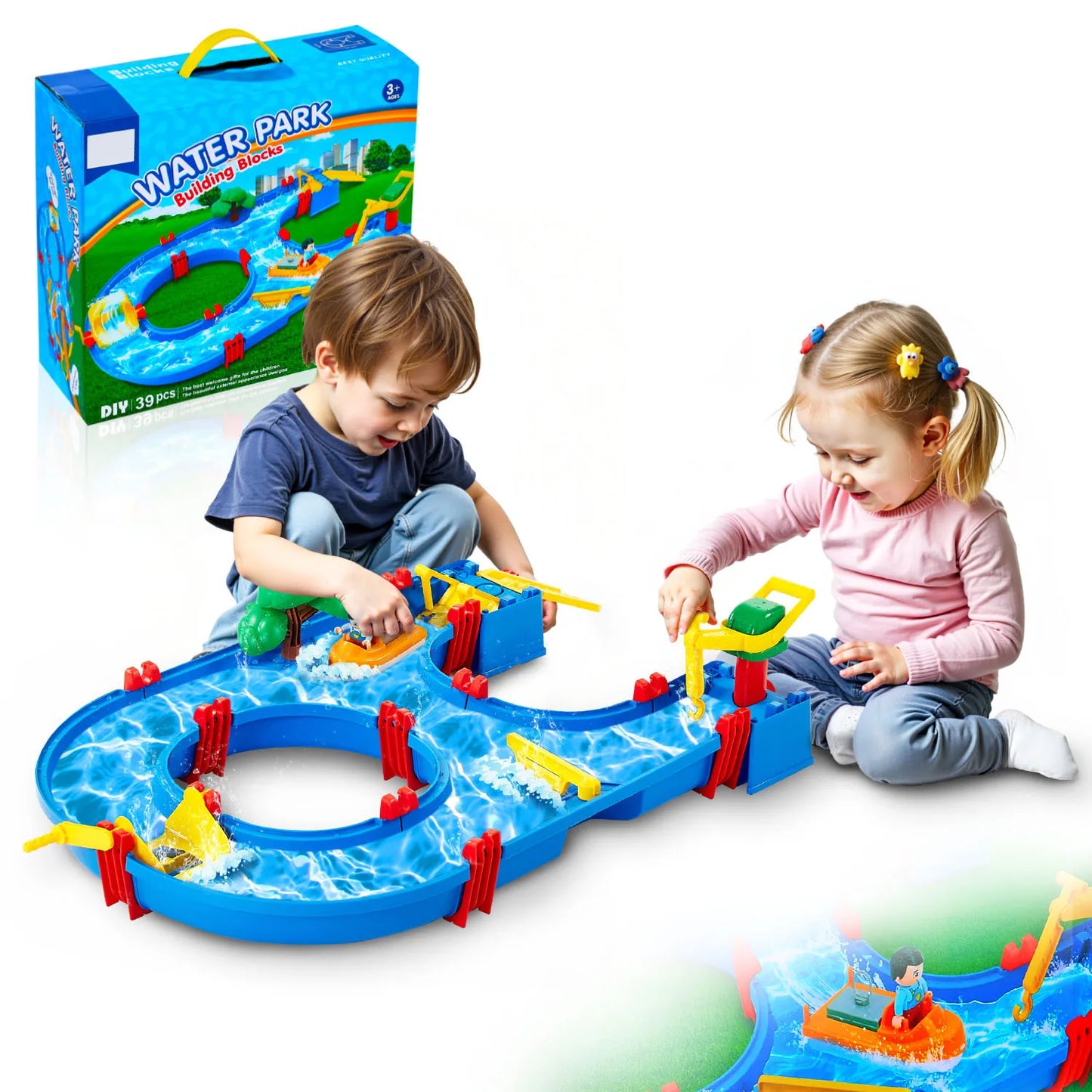 SucceBuy Water Play Table Children's Outdoor Beach Toy with 39PCS