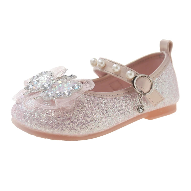 Girls Princess Shoes 3-18 Years Glittering Butterfly Decoration Children's Shoes
