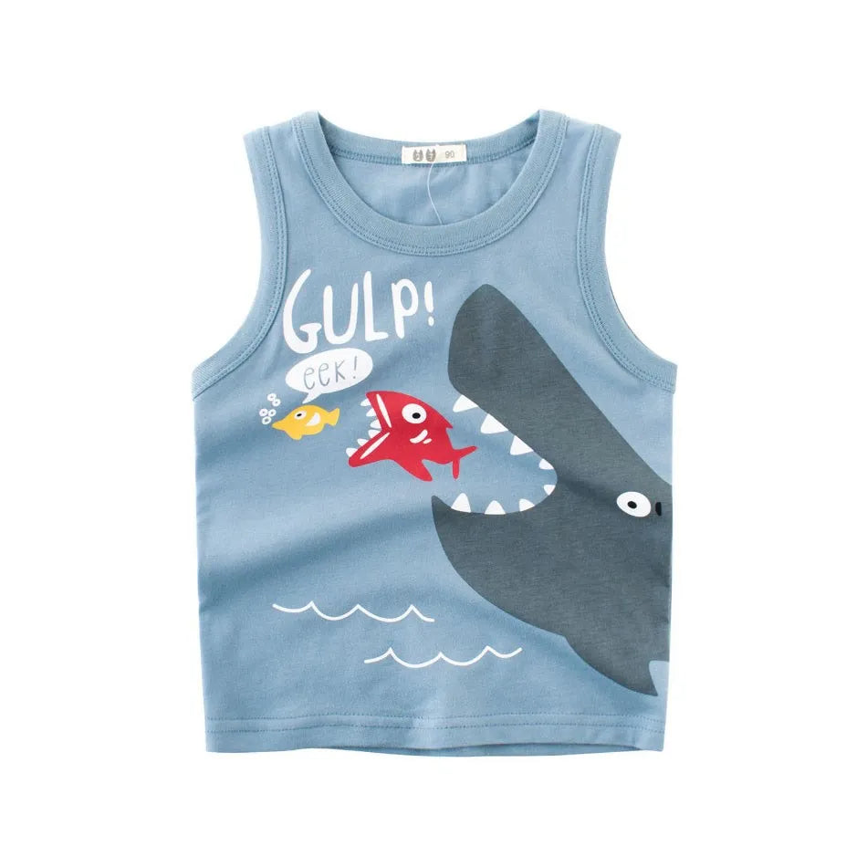 Ismael Crocodile Shark Sleeveless Tees - GuGuTon baby store - Baby Fashion - Toddlers Outfits - Babies Outfits - Toddler Clothes - Kids Clothing - Newborn Clothes - Newborn Wear - Kids Wear - Trending Clothes - Trending Outfits - Fall Fashion - Winter Fashion - Girls Clothes - Boys Clothes - Babies Wear - Kids Accessories - KidsWear - Summer Clothes - Summer Fashion - Summer Trend - Falls Sweaters - Tops - Bottom - Jeans - Blouse - Dresses - Newborn Dresses - Toys