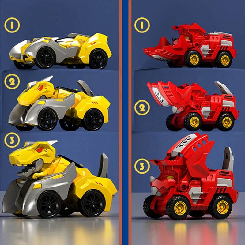 2 In 1 Transforming Dinosaur Car Automatic Transform Robot Diecasts