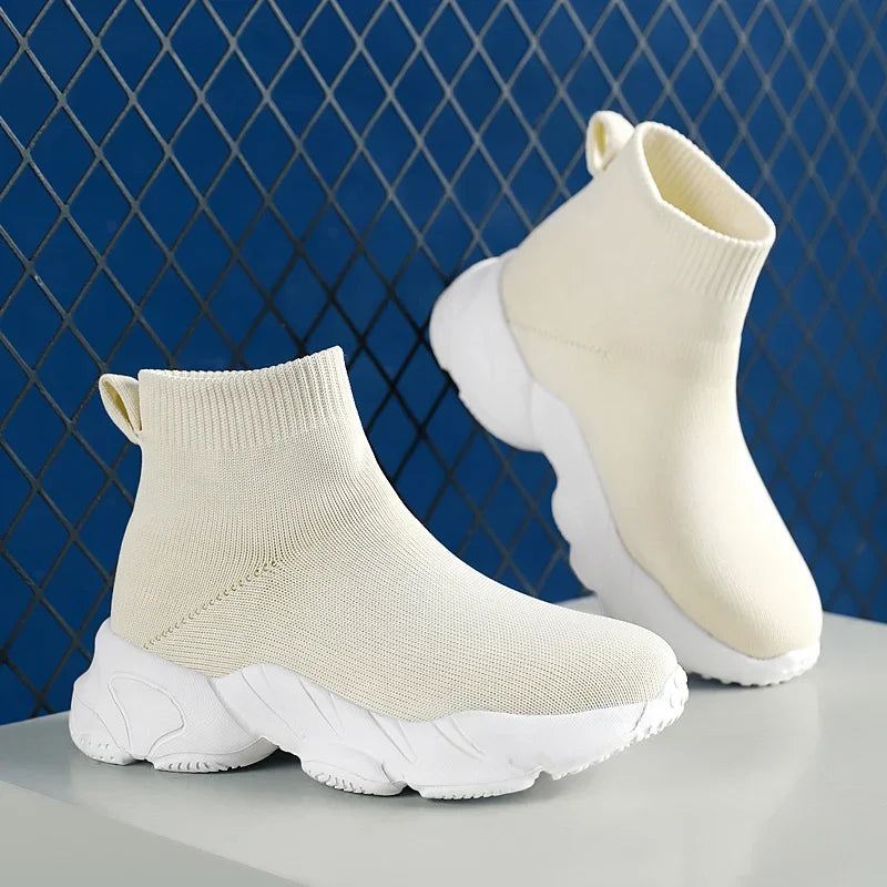 Kids Shoes Girls Sneakers Fashion Knit Luxury Designer High Top Shoes