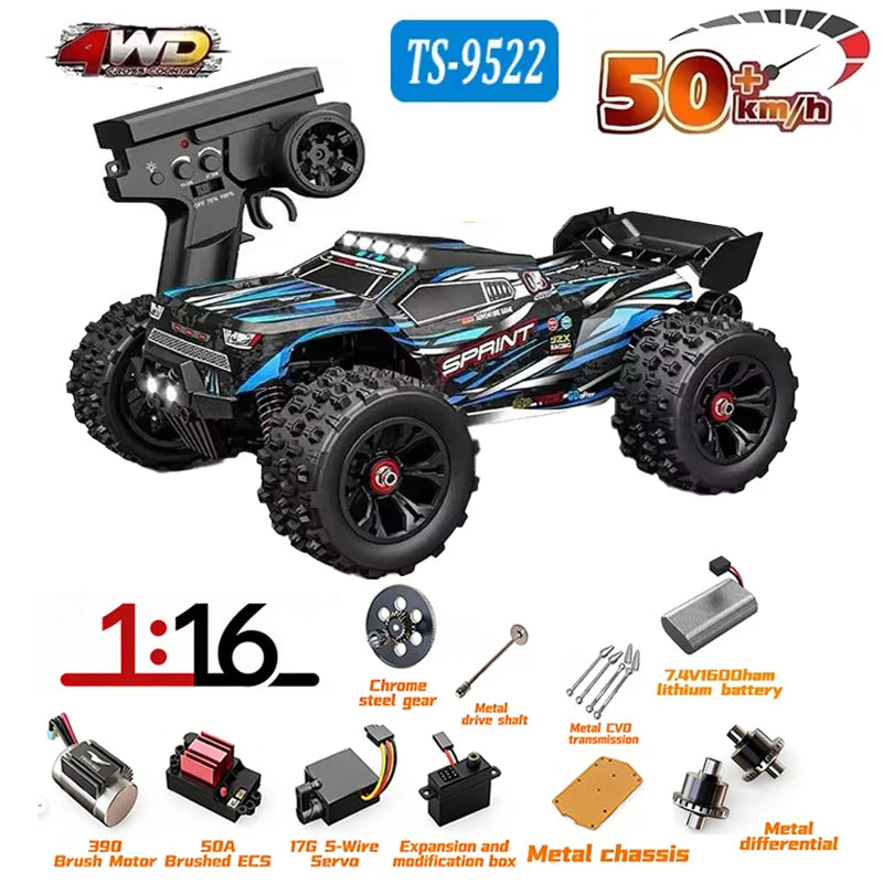MJX Hyper TS 9522 Pro RC Car Brushless 4WD High-Speed 85km/h Remote Control Off-Road Truck with Big Wheels Easy Control Vehicle