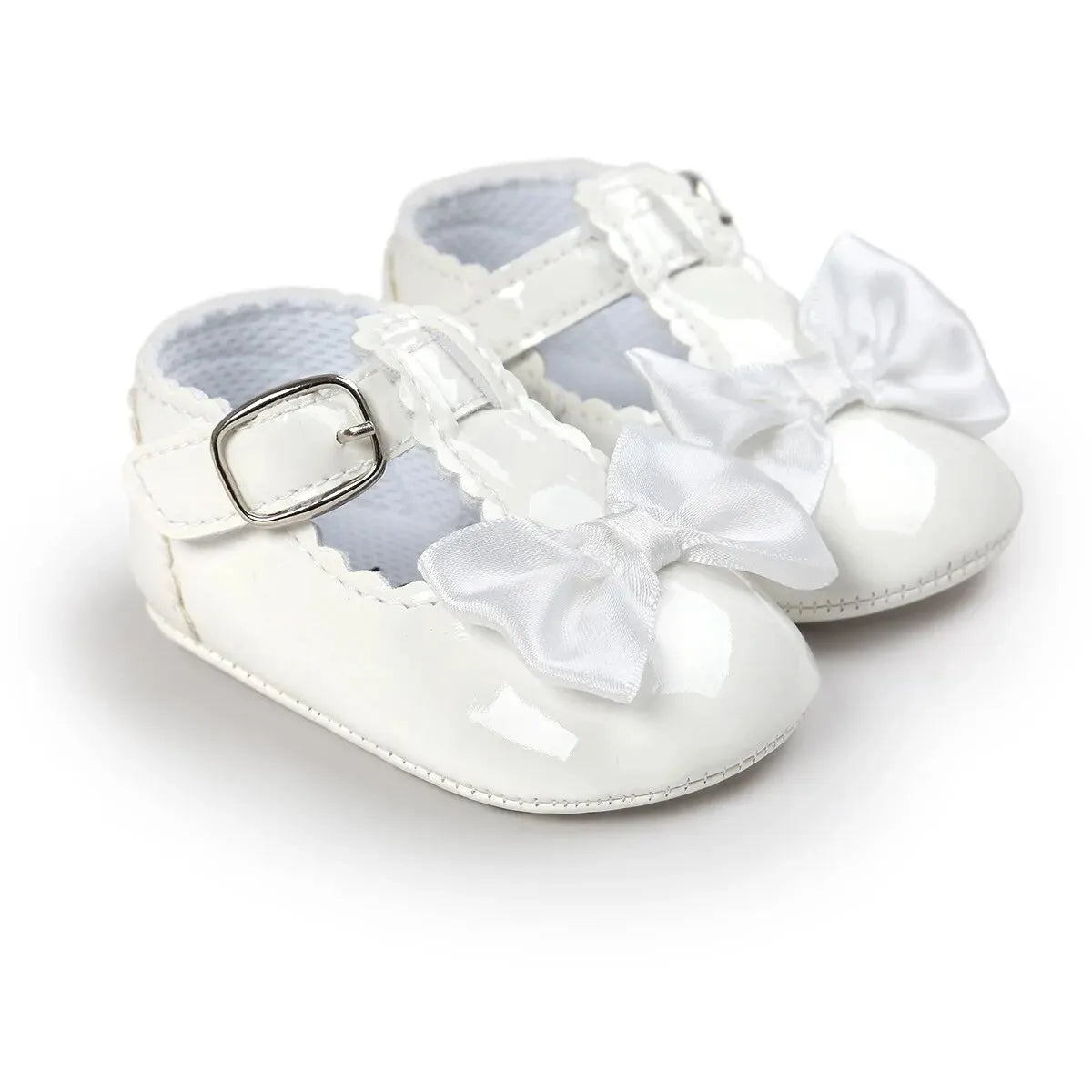 Meckior Baby Girls Shoes Classic Bowknot Rubber Sole Anti-slip PU Girls Dress Shoes