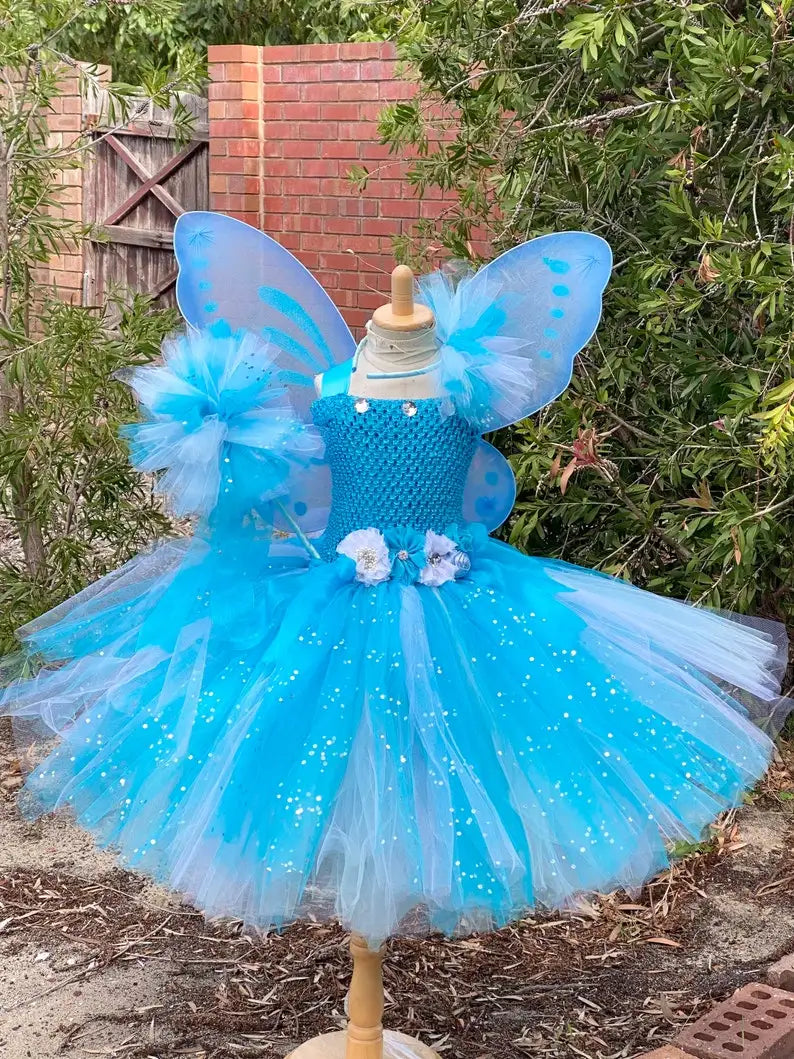 Laila Girls Flower Fairy Dress with Butterfly Wings for Parties