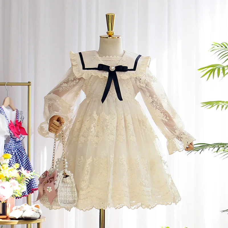 Girls Casual Dresses Girls Long Sleeve Lace Dress Tulle Princess Dress