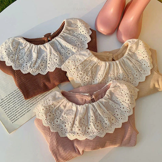 Korean Kids Ruffled Edge Knitwear Tops