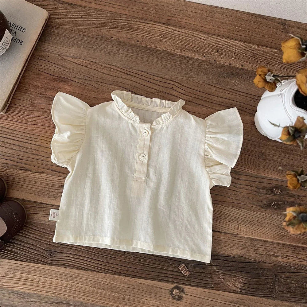 Daniela Ruffles Lace Collar Sleeveless Tops