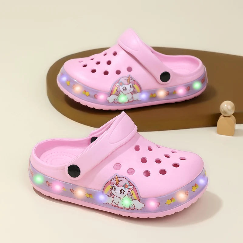 Pink Summer Kids Sandals with Cartoon Print