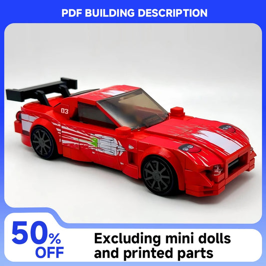 Building Blocks MOC-17 2019 Racing Series Movie RX-7 Supercar City Highway Modular Assembly Toy Children Boy Gift Speed Set
