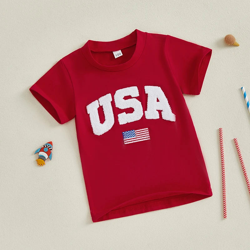 Yudy Patriotic Short Sleeve Loose Fit Top