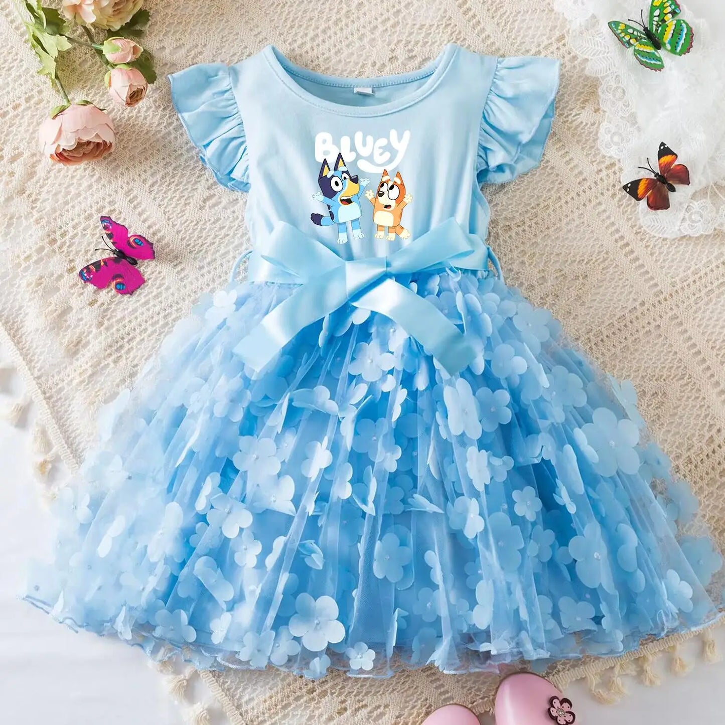 Girls Summer Dress with Butterfly for Ages 2-6