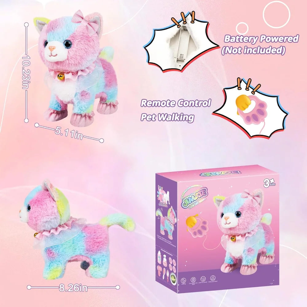 Interactive Electronic Plush Toy, Walking and Barking Robot Colorful Cat Plush