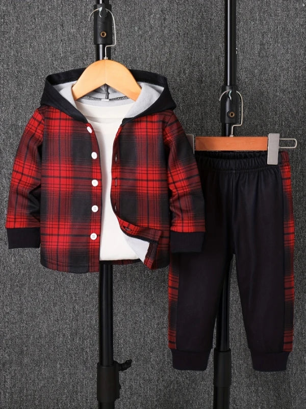 Plaid Fleece Lined Two-Piece for Boys