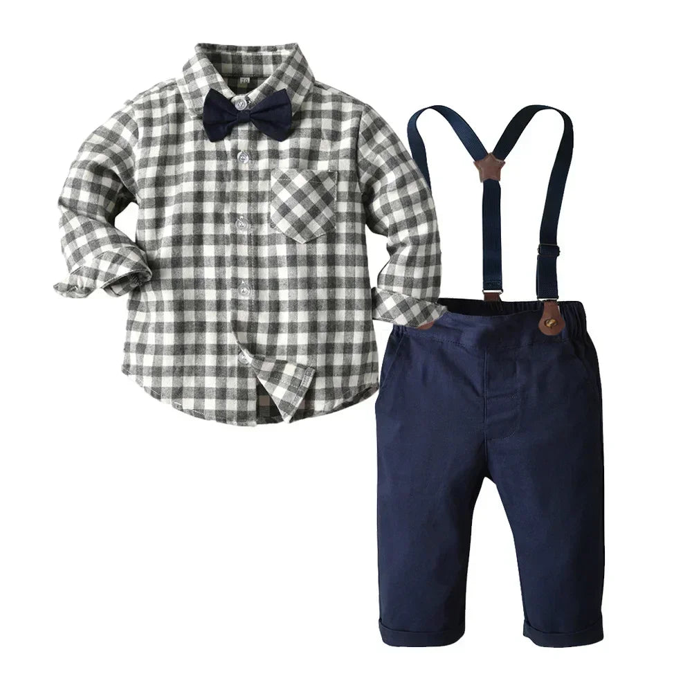 Plaid Pants Set for Boys 0 to 3Y with Bow Tie