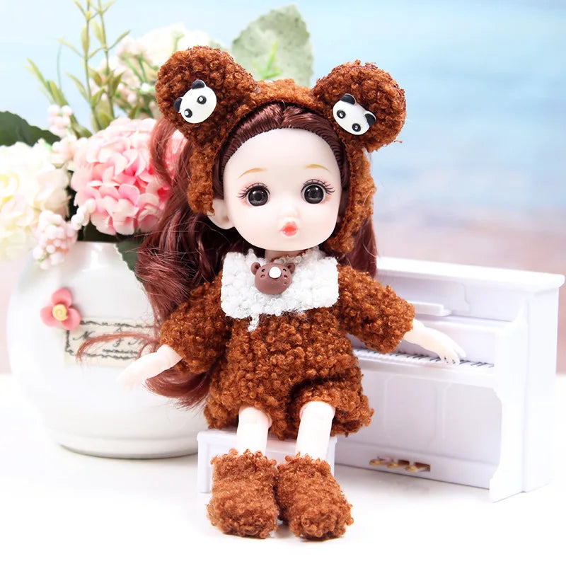 17CM Movable Joint Doll Girl Dress Up Dollhouse Makeup DIY Toys Cute Safety Baby 3D Doll Babies Toddler Princess Beautiful Gift