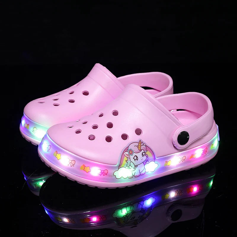 Pink Summer Kids Sandals with Cartoon Print