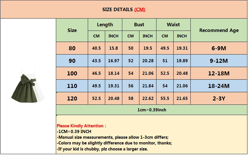 Mary Baby Girl Summer Daily Strap Color Matching Dress