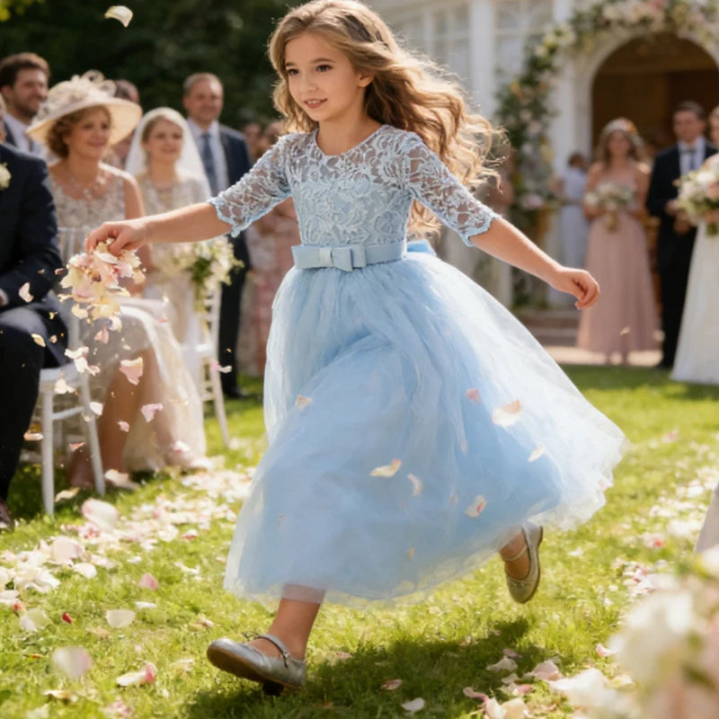 Teenager Girls White Bridesmaid Dresses Wedding Birthday Party Ball Gown